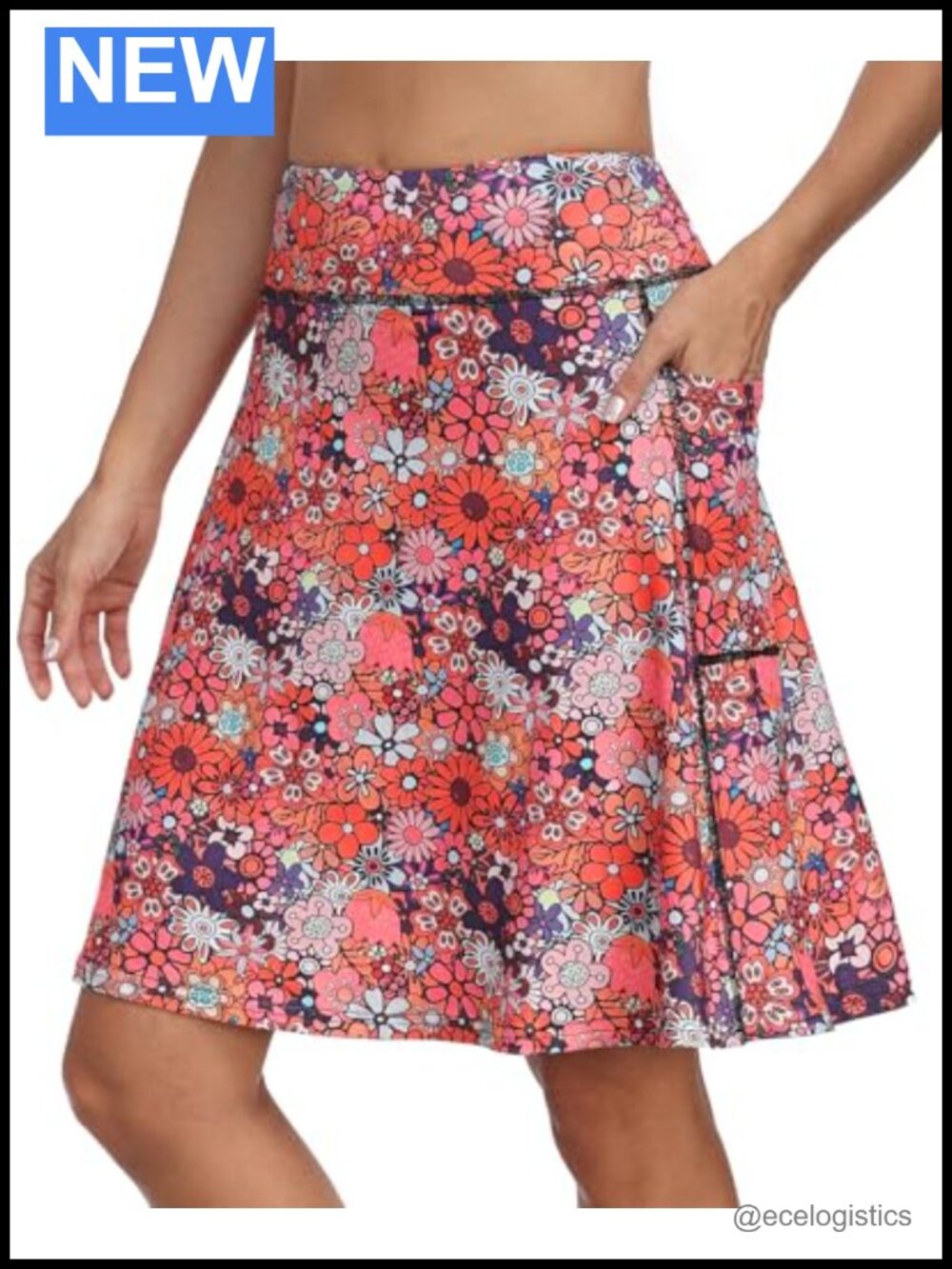 Women's Golf Skort 20" Knee Length with Built-in Shorts & 4 Pockets